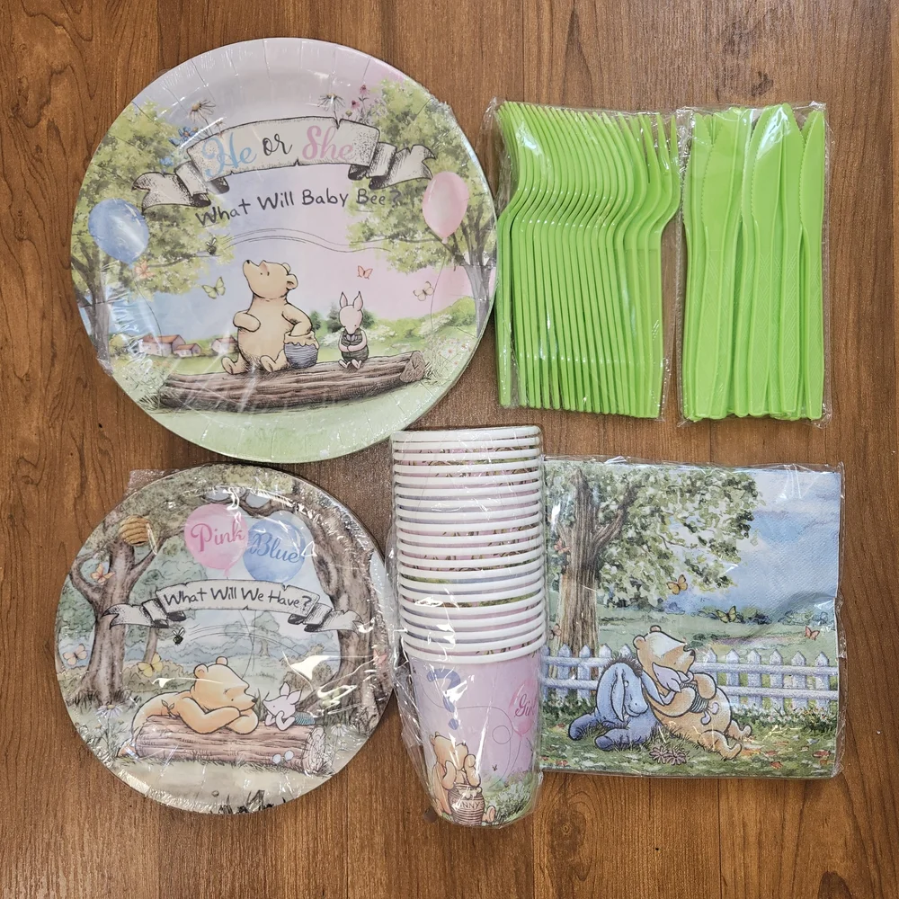 Winnie the Pooh Baby Shower Party Supplies Set